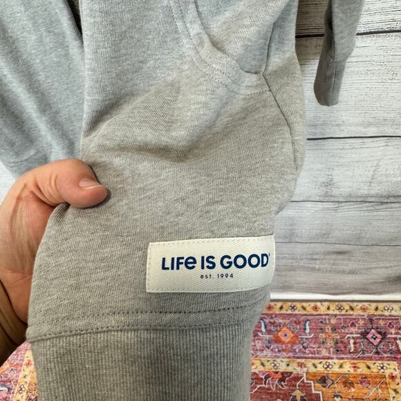 Life is Good Women's Heather Gray Beyond Hip Hooded Lounge Cardigan Size Small - Picture 2 of 10